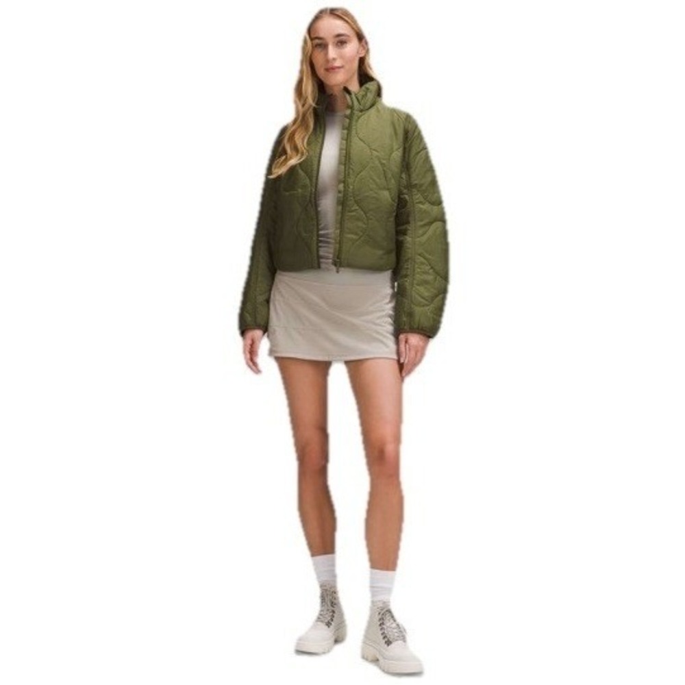 $198 Lululemon Quilted Light Insulation Cropped Jacket Ether Green Size 2